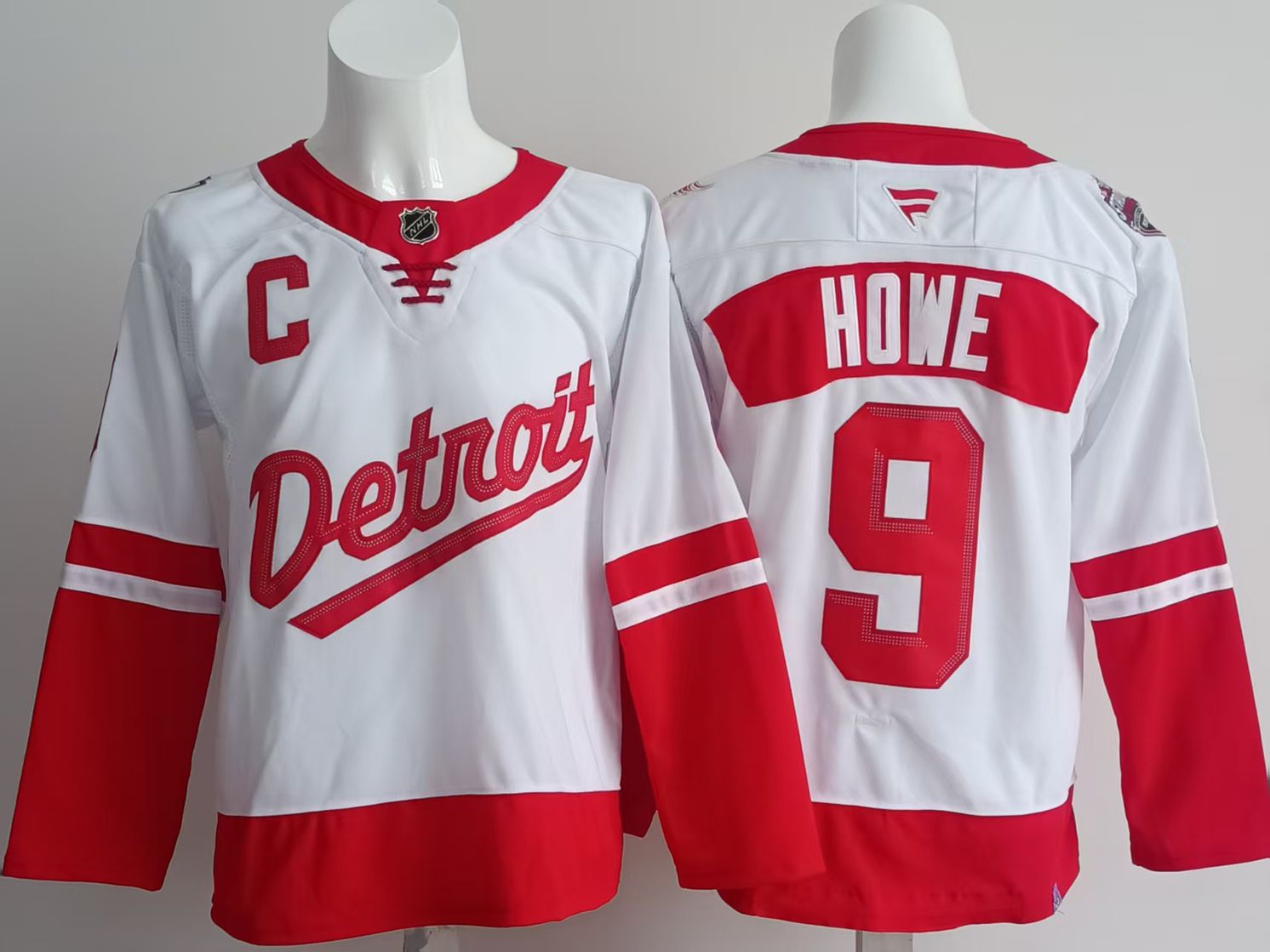 Men Detroit Red Wings #9 Howe White 2025 Fanatics Home Premium NHL Jersey